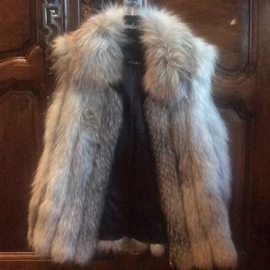 Escada Blue Frost Fox fur and leather vest.